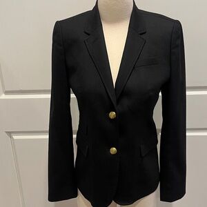 J Crew Schoolboy Blazer, Wool, Black, Gold Buttons, Lined, size 6, runs small